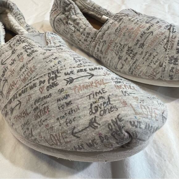 Tom’s gray speckled t-shirt jersey faux Fur lined alparagatas size 11 - Picture 9 of 11